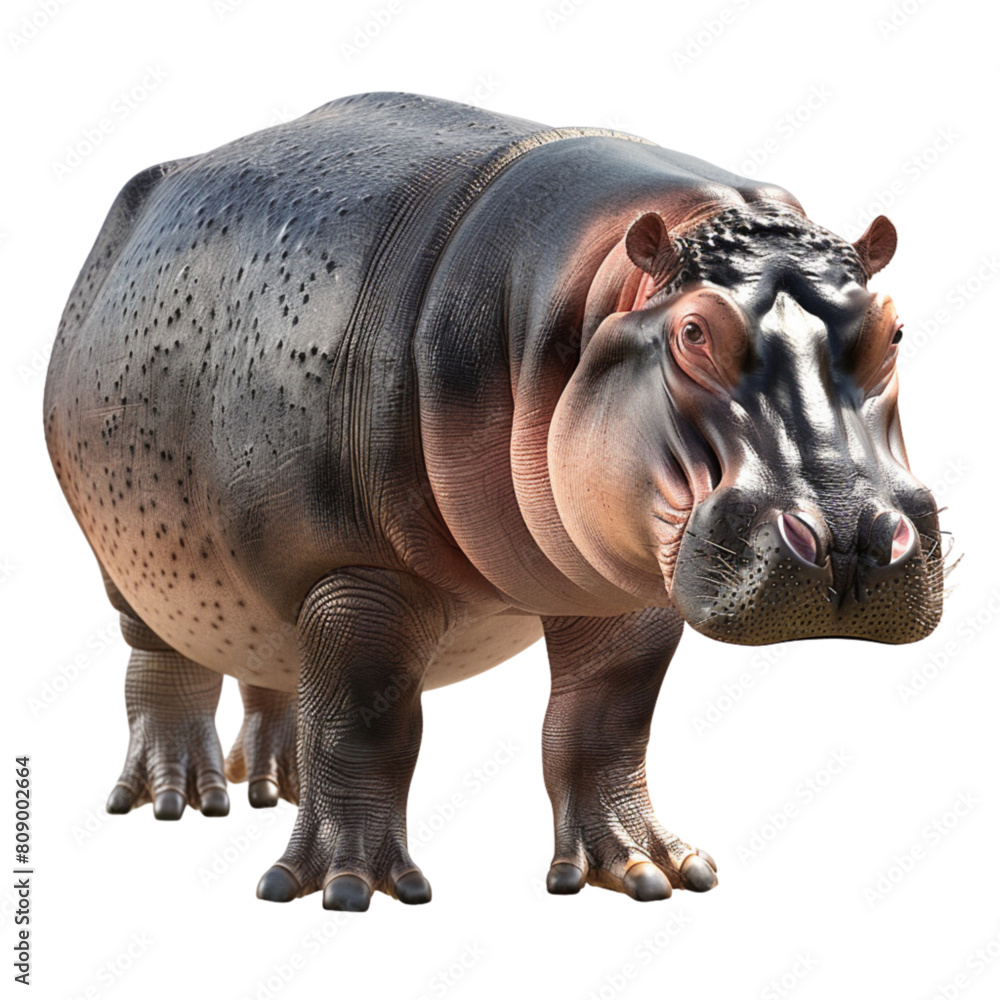 Hippo with wide open mouth. African animal. Vector illustration isolated on a white background in a realistic style Hippo with wide open mouth. African animal. Vector illustration isolated on a white background in a realistic style