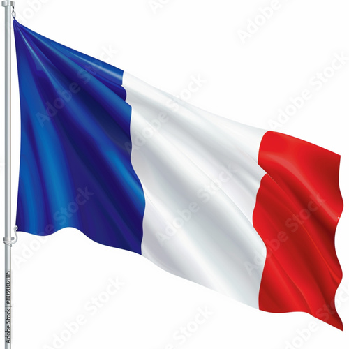 Realistic Waving colorful France flag vector isolated on white background