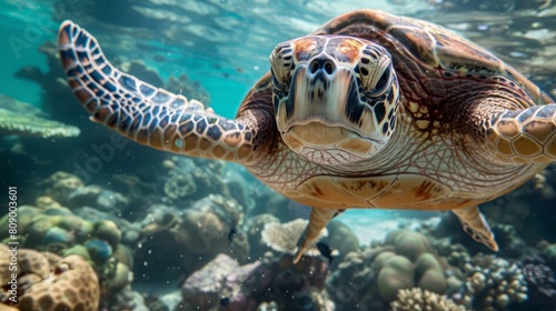 Ocean Explorer  Sea Turtle Close-Up in Natural Habitat