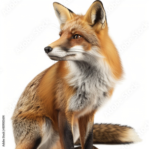 The red fox. Realistic vector carnivorous animal