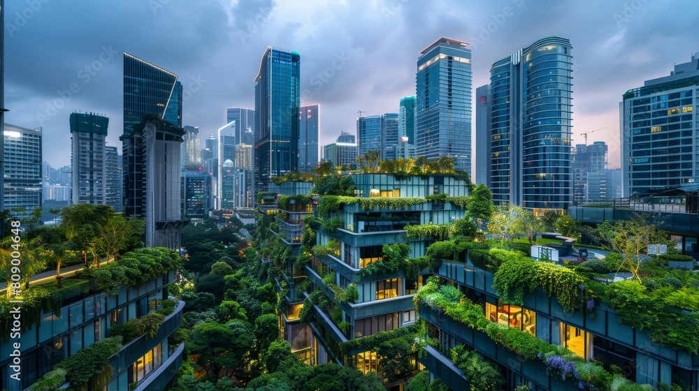 Eco-Friendly Urban Landscape: Green Rooftops in Modern City