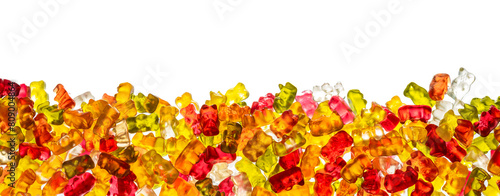 Εκτύπωση καμβά A panorama, banner, border of different colored gummy bears in front of a white