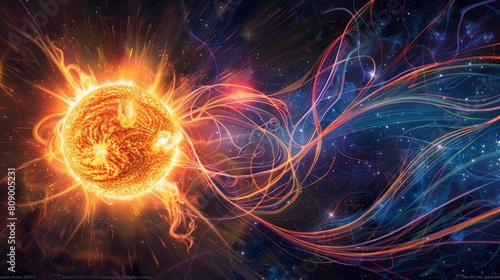 Cosmic Solar Winds  Dynamic Depiction of Sun s Energy Emission