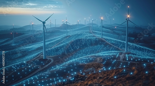 High-tech visualization of renewable energy networks.