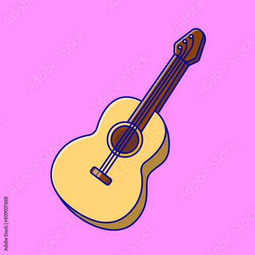Accoustic Guitar Cartoon Vector Icons Illustration. Flat Cartoon Concept. Suitable for any creative project.