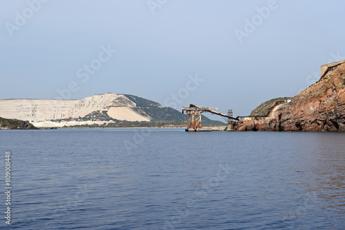 Pumice mining on Greek volcanic island of Gyali (Yali)  in the Dodecanese. Greece