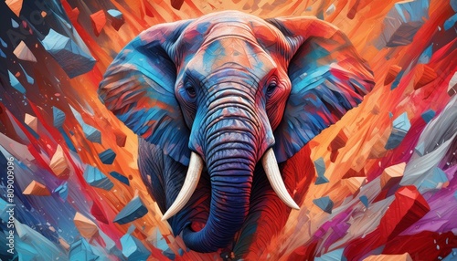 photorealistic, detailed, colorful, high-contrast, elephant photo