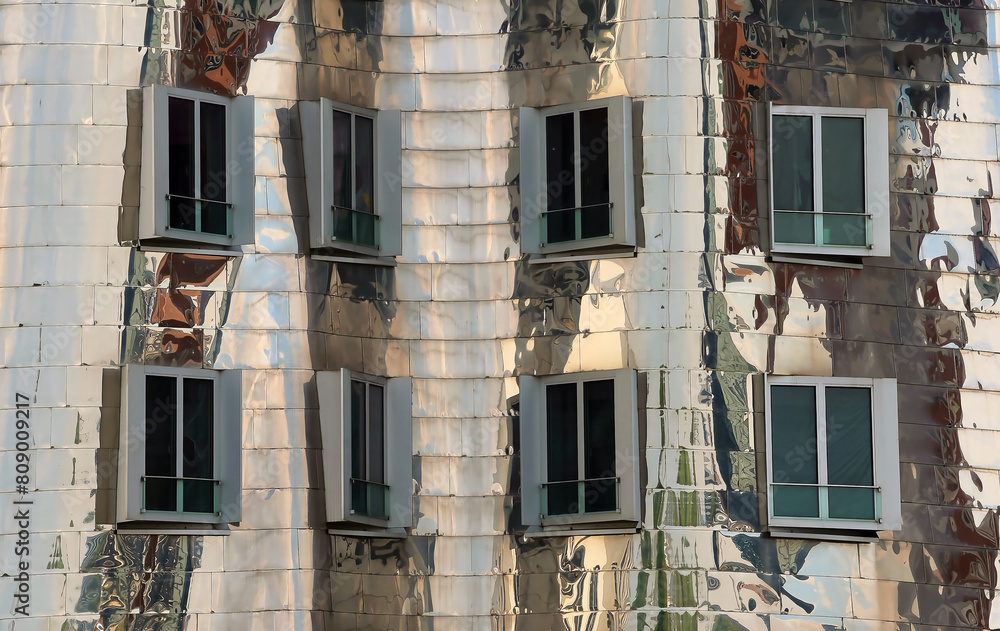 Spiegelende Fensterfassaden im Mediahafen