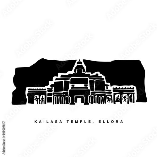 Kailas temple, Ellora vector icon. Lord shankar ancient tmple. photo
