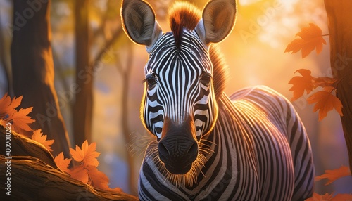 photorealistic  detailed  colorful  high-contrast  zebra 