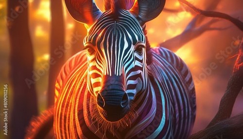 photorealistic, detailed, colorful, high-contrast, zebra 