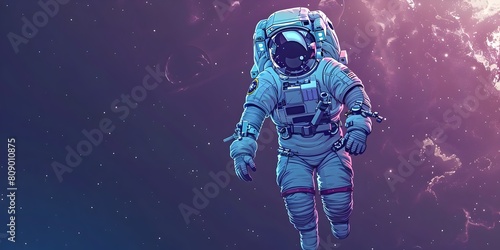 Awestruck Space Traveler Engaging in Zero Gravity Spacewalk Amid Cosmic Splendor