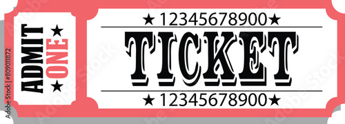 Ticket icon set, Movie show ticket vector icon, Cinema or Movie ticket in flat style ,Admit one coupon entrance vector