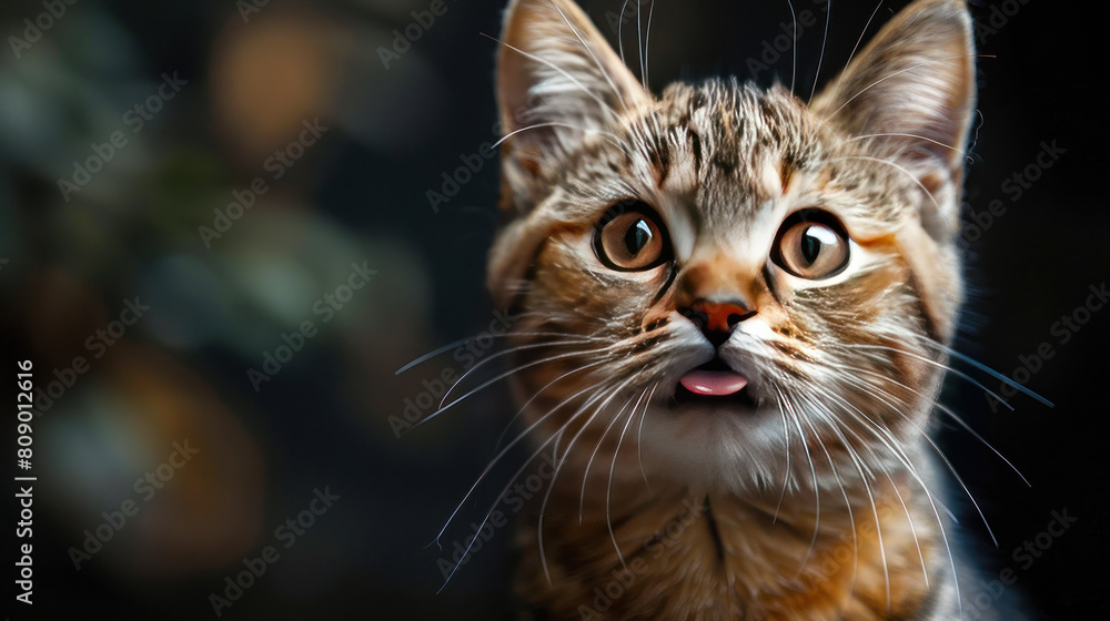 Feline Playfulness: Cat Expressing Innocence with a Playful Tongue