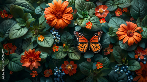 Wallpaper Mural flowers and butterflies Torontodigital.ca