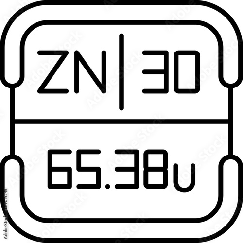 Zinc Periodic Table Element Icon