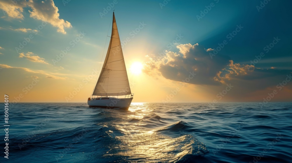 Sailboat navigating the open ocean