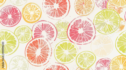 Grungy citrus slices cuts wallpaper, summer vibe tropical background with light colors