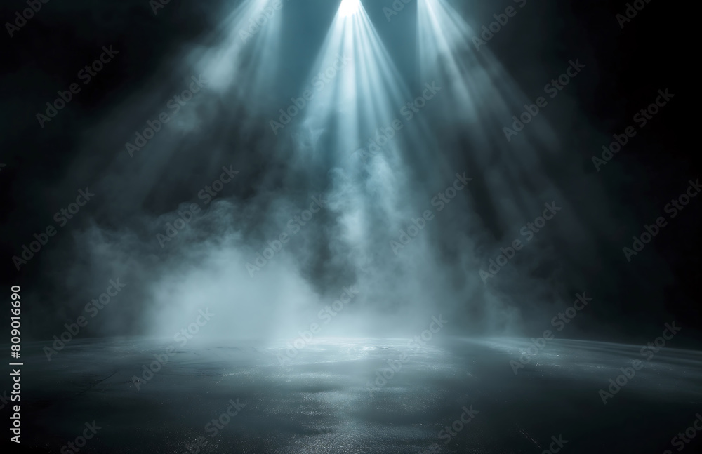 Abstract image of dark room concrete floor Black room or stage background for product placement