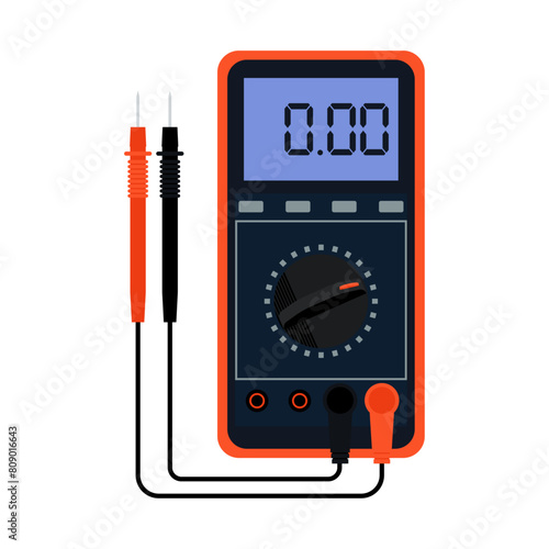 Digital Multimeter Equipment Tool for Electricians and Technicians, Vector Flat Illustration Design