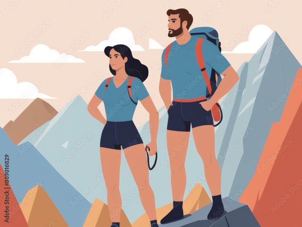 Pathfinders in Love Flat Design Illustration Suitable for Sports Graphic Resource