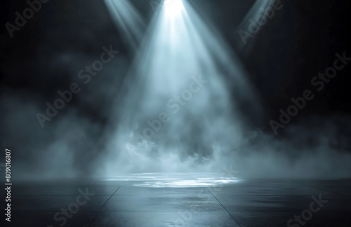 Abstract image of dark room concrete tile floor Black room or stage background for product placement