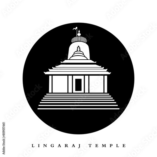 Lingaraj temple, Bhubaneswar vector icon. Lord Lingaraj Mahadev mandir icon. photo