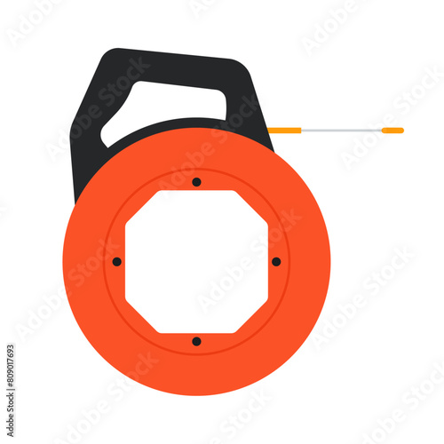 Wire Fish Tape Electrician Tool for Smooth Electrical Wiring Installation, Vector Flat Illustration Design