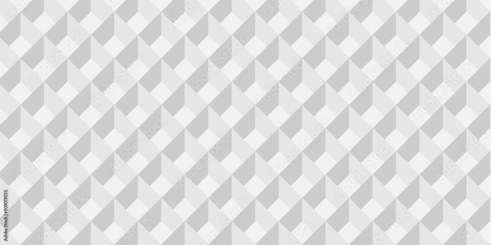 Vector Minimal cubes geometric tile and mosaic wall grid backdrop hexagon technology wallpaper background. White and gray block cube structure backdrop grid triangle texture vintage design.
