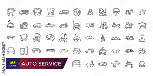 Auto service icon set. Car service icon set with editable stroke collection.
