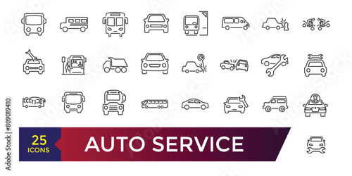 Auto service icon set. Car service icon set with editable stroke collection.
