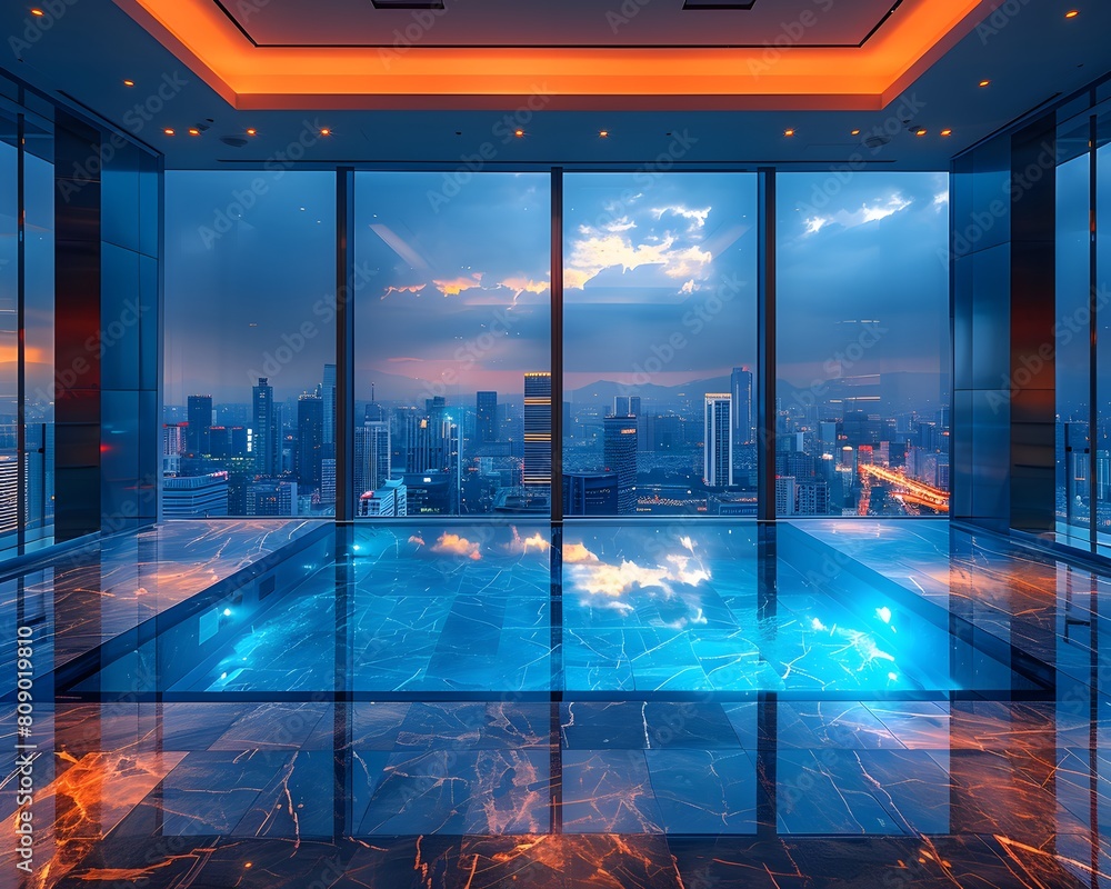 Image showcasing High-end luxury fitness in a high-rise building Looks comfortable with ...