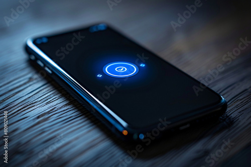 A sleek smartphone displaying a VPN connection icon, ensuring secure and private internet browsing for the user. Top view