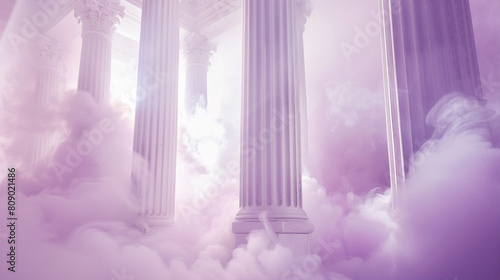 Smoke gently rising in columns of soft purple and creamy white  suggesting the quiet majesty of ancient columns.