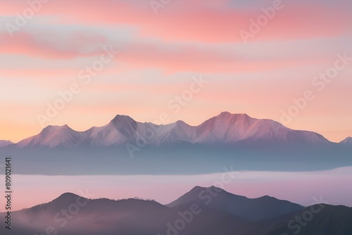 a sunset casting warm hues over a majestic mountain range photo, mountain peak, mountain with the beautiful sky