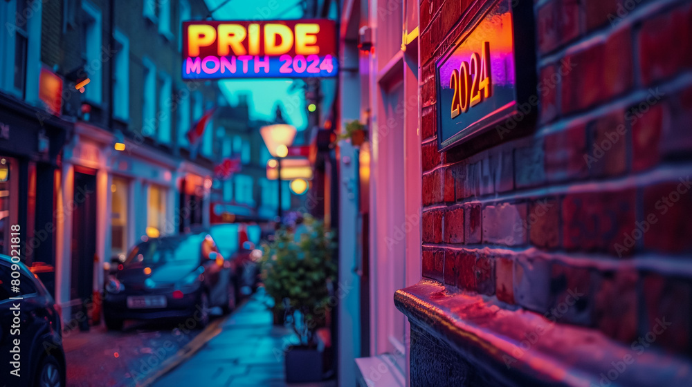 Pride Month Banner with Rainbow Text. Trendy 'Pride Month' Typography with LGBT Pride Flag Colours. Vector Banner for Gay Pride Month,generative Ai