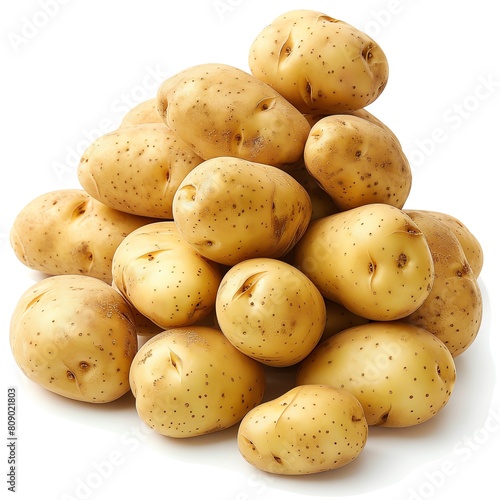 A pile of potatoes on a white background. photo