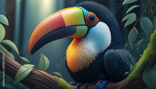 photorealistic, detailed, colorful, high-contrast, toucan © Lal