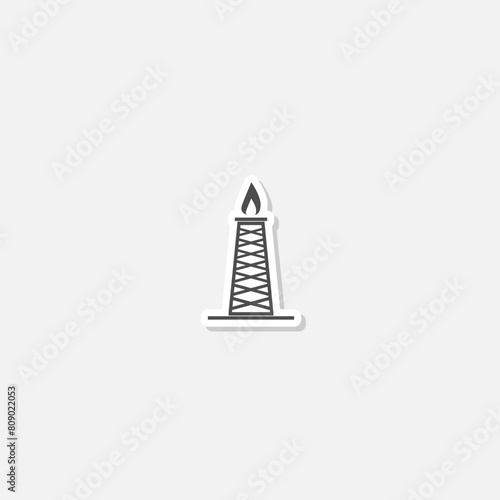 Oil derrick icon sticker isolated on gray background