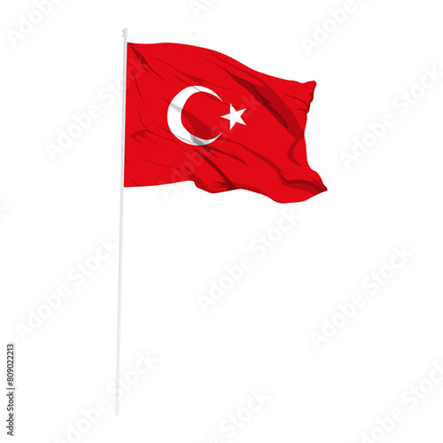 Vector illustration of Turkey flag on transparent background