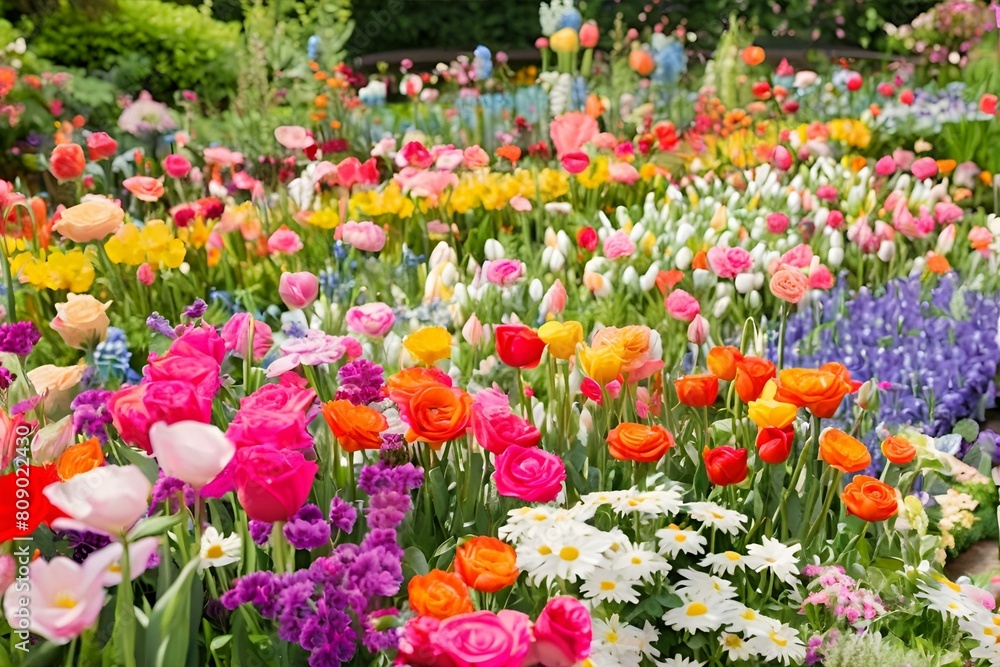 Colorful Spring Flower Fields, Flower garden