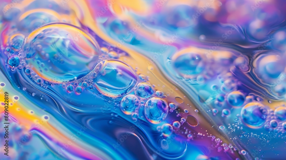 Soap Bubble Transition, Ultra close-up of soap bubbles merging and popping on a reflective surface, transitioning scenes through the iridescent colors and fluid movements Soap Bubble Transition, Ultra close-up of soap bubbles merging and popping on a reflective surface, transitioning scenes through the iridescent colors and fluid movements