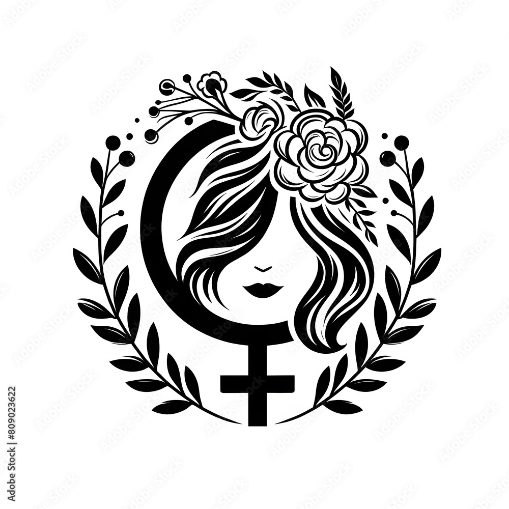 AI Generate of Luxury Feminine Girl Mother Logo Stock Premium Vector, Female Power, Beauty, Symbol
