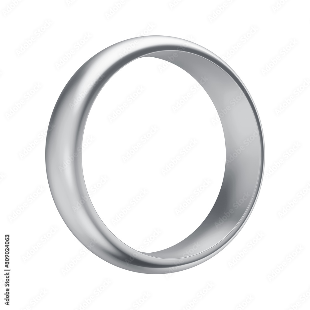 Silver Wedding Engagement Commitment Ring 3D Asset with Transparent Background