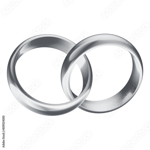 Silver Wedding Engagement Commitment Ring 3D Asset with Transparent Background