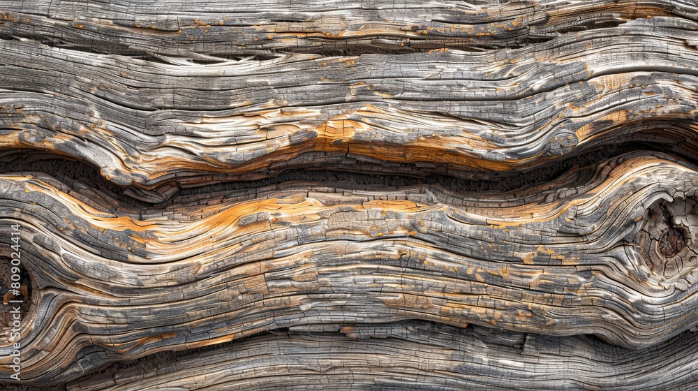 Fototapeta premium Aged Wooden Texture Close-up, Natural Patterns and Grains