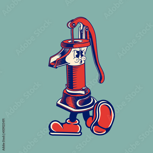 Retro character design of the hand water pump