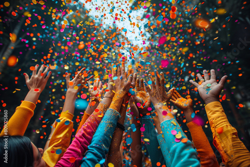 A company-wide celebration to recognize employee achievements and milestones, reinforcing a positive and rewarding work environment. Top view photo