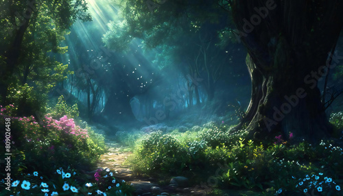 Illustration capturing the enchanting essence of the forest photo