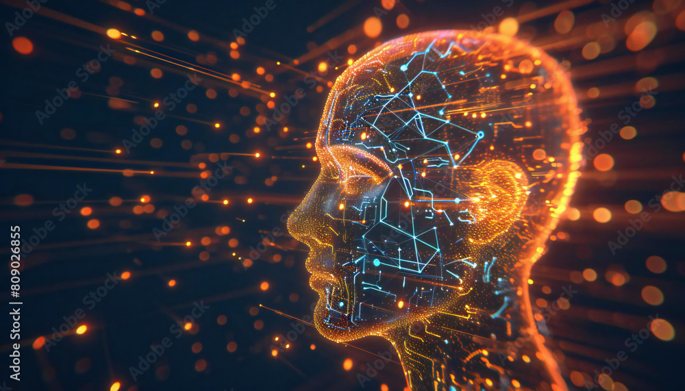 The structure of the human head is reproduced using electronic circuit ...